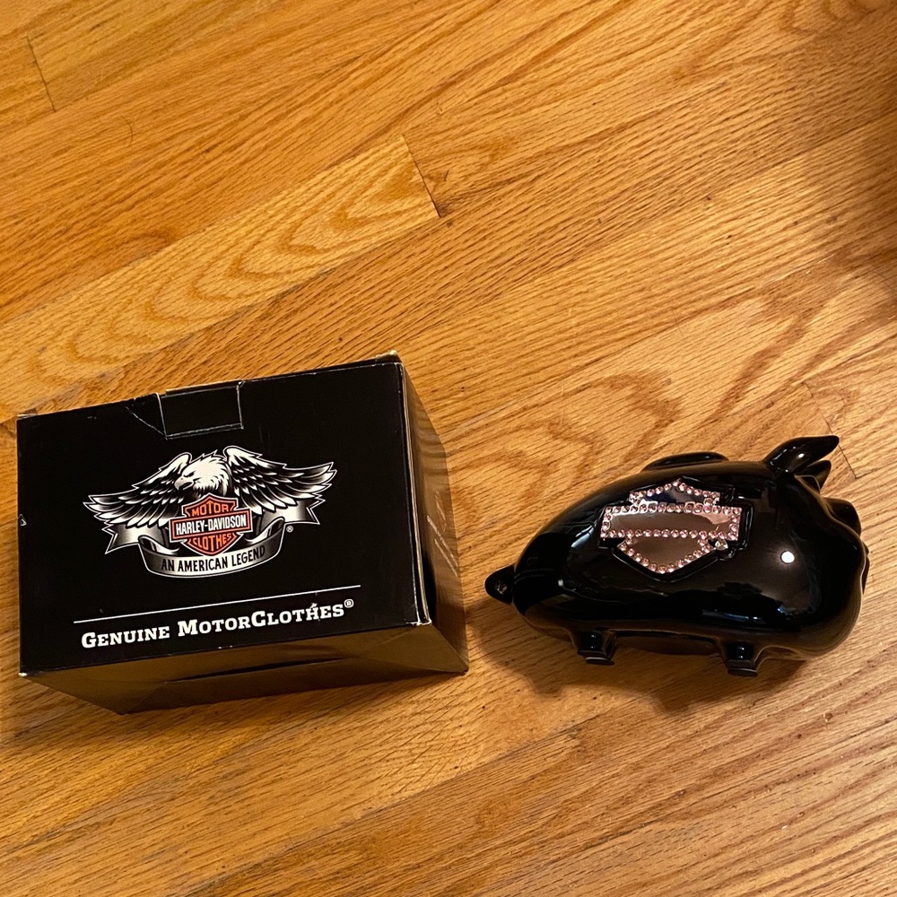 Harley-Davidson Black Bling Piggy Bank with Logo 2011 NIB